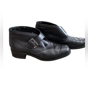 ETIENNE AIGNER DORIAN BLACK LEATHER ANKLE BOOTIES, Size 6.5